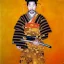 Placeholder: Retrato de cuerpo entero un Samurai con Katana con el estilo de Gustav Klimt