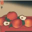 Placeholder: Ukiyo-e style illustration of three peaches stilllife