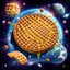 Placeholder: A waffle in outer space with continents