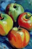 Placeholder: Abstract impasto oil painting of an apples cezanne