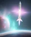 Placeholder: clean modern white rocket flying, beautiful nebula, far shot, 8k, realistic