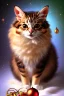 Placeholder: a christmas cat holding a basket of jewels and gems. His fur is realistic. The background is a romantic carpet bokeh digital painting extremely detailed studio lighting crisp quality and light reflections 8k cinematic lighting portrait photorealistic ultra detailed cinematic postprocessing focused