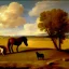 Placeholder: shetland pony, fence, field, oil painting, by Nicolas Poussin