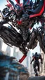 Placeholder: A close picture to Mix between transformers and spider venom symbiote in dreamshaper finetuned model with dynamic art style witg with red details detailsis in fantasy world