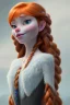 Placeholder: Woman, cute, beautiful, orange hair, two braids, bangs, blue eyes, big eyes, freckles, long eyelashes, pink lipstick, thin lips, big nose, Anna from Frozen, 8k resolution concept art portrait by Greg Rutkowski