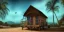 Placeholder: cabana abandonada entre 2 montanhas, chovendo, grama, árvores, lago high contrast, best quality, 8k, hight detailed, 3d, render, lumion, shooting star, intricate,