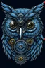 Placeholder: Portrait of an owl, steampunk, indigo blue, colorful, illustration, highly detailed, simple, smooth, and clean vector, no jagged lines, vector art, smooth, made all with grey colored gears inspired by future technology