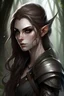 Placeholder: Create an image of this female elf without the black eyes, she would have cristal clear blue blue eyes