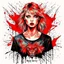 Placeholder: Taylor Swift as a sexy evil demon portrait || watercolor T-shirt art, minimalist, rich colors, sinister, by Zdzislaw Beksinski, by Carri Ann Baade, artistic diffusion, ink splatter.