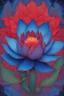 Placeholder: Psychedelic Art of a Azure-Blue Lotus with a Crimson-Red iris for the center bud