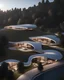 Placeholder: Zaha Hadid style country house, aerial view, unreal engine 5, concept art, art station, god lights, ray tracing, RTX, lumen lighting, ultra detail, volumetric lighting, 3d