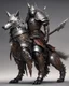 Placeholder: Warrior warrior with leather and metal clothes A combination of a dragon and a wolf and a commander riding on it Warrior warrior with leather and metal clothes and robotic metal