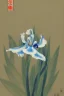 Placeholder: a Japanese painting of a blue iris by artist "Hiroshi Kobayashi"