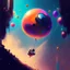 Placeholder: Wall-E, digital art, anime, 4k, full details, high resolution, colorful, alone,space balloons, cinematic