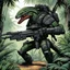 Placeholder: hidden predator [illustration by Kevin Eastman and Peter Laird] in the jungle tactic squadron member trained to kill PREDATORS, helicopterus alien with a lot of mini guns