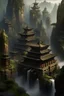 Placeholder: storm fantasy Zhangjiajie, chinese houses