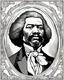 Placeholder: Outline art for coloring pages with Frederick douglass, white background, sketch style, only use black outline, white background, no shadows and well and clear outline