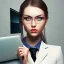 Placeholder: Detailed photo of a office girl with a laptop