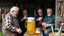 Placeholder: Elderly pensioners on making several gallons of beer in the garden shed. Gardening tools, beermaking equipment, DIY items are stored in the shed. Everyone is happy. Photographic quality and detail, award-winning image, beautiful composition.