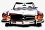 Placeholder: a true-to-life 1963 mercedes 230sl, centered, intricate, extreme detailed, photorealism, center view, city background, pivot on mercedes, pen and color marker painting by cheryl kelley