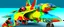 Placeholder: A JET FIGHTER DESIGNED BY HOTWHEELS, PRIMARY COLORS, VIVID, VRAY