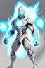 Placeholder: a drawing character that can control lighting and hes a superhero, hes kinda see through , and has a grey skin tone, and has a GYATT he has lightning surrounding him