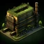 Placeholder: A high resolution very realistic, izometric image of "Warehouse". in the style of the game Factorio with green background with a 10 pixel transparent margin. The style is steampunk, factory, pollution, trending on ArtStation, 4K, hyper-realistic, focused, extreme details, Unreal Engine 5, cinematic