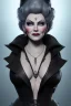 Placeholder: Mae West as evil queen in black leather, leather, busty, cleavage, angry, stern look. character design by cory loftis, fenghua zhong, ryohei hase, ismail inceoglu and ruan jia. unreal engine 5, artistic lighting, highly detailed, photorealistic, fantasy