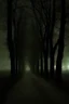 Placeholder: Night, square bench, dirt roads, trees, gothic horror films influence, creepy, photography