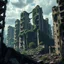 Placeholder: A hyper-realistic photo, Ultra realistic photo, desolate cityscape, with broken buildings and a thick layer of vines and foliage covering the ruins., futuristic style, HOF, captured with professional DSLR camera,64k, ultra