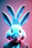 Placeholder: Sweet Rabbit mask, suit, photo studio, black background, unreal engine 5, concept art, ray tracing, lumen lighting, ultra detail, volumetric lighting, 3d.