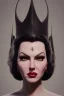 Placeholder: Lana Turner as evil queen in black leather, leather, busty, cleavage, angry, stern look. character design by cory loftis, fenghua zhong, ryohei hase, ismail inceoglu and ruan jia. unreal engine 5, artistic lighting, highly detailed, photorealistic, fantasy