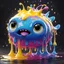 Placeholder: ((gooey melting creature)), pixar animation style, large white eyes, whimsical fluid form, ((dripping)), yellow, blue, pink drizzle, adorable and cute, photorealistic cg, 3D concept art, dark background, playful, soft smooth lighting, highly detailed, stylised and expressive, sharp, wildly imaginative, skottie young, 3d neon graffiti, pop surrealism, rainbow coloured sprinkles, pop candy toppings , smooth texture, cgsociety, Maya render, ray tracing, industrial light and magic