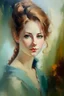 Placeholder: classic french style oil painting of a young woman, brush strokes