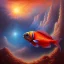 Placeholder: spray painting, fish in a cloud on mars