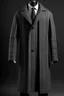 Placeholder: Man's grey long wool coat with embossed black large bars