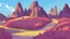 Placeholder: fantasy cartoon illustration: the hill full of shrubs