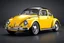 Placeholder: volks wagen beetle , classic model, paint shining yellow and black, big wheels, aerodinamic kit, rendering pixar style, tiny fashion