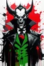 Placeholder: graffiti art of cartoon Dracula monster, elaborate acrylic spray paint by Yoji shinkawa + nick Edwards style with bold brushstrokes, romantic, glazing, red, black, green, white