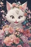 Placeholder: high resolution,best quality anime, highres,Full Body, 8k character concept,8k, pixiv, illustration, ultra-detailed, face focus,Line Art,Ink,acrylic painting,pastel painting,mysterious,elaborate,dof,Laughing cat with a bouquet of flowers,confetti of flowers, kawaii, thick eyebrows, smile, pastel colors, pop art, anime style, very delicate brushwork, clear, vivid, face Clear