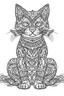 Placeholder: A simple minimalist coloring book mandala page drawing with thick black lines on a white background of a full length body of a kitten with no tail of the cat breed BORNEO BAY CAT. No shading. No gray. No shadows. No color. This coloring book page would appeal to children aged sixteen through adults and have clean lines for a design that is easy to color. Style raw. Aspect ratio 9:11