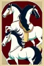 Placeholder:  a group of Lipizzaner horses that are on top of each other, a poster by Nōami, ukiyo-e, anime aesthetic, minimalist.