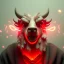 Placeholder: closeup face anthropomorphic bison sorcerer releasing a spell, relaxed, in the style of greg rutkowski cyberpunk red glowing light from inside, trending on artstation, detailed, realistic, hight quality