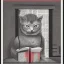 Placeholder: communist kitty reading Wittgenstein's Tractatus Logico Philosophicus in brutalist style