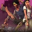 Placeholder: Clementine from the walking dead telltale fights a guy and she won because she's strong and she puts her bare foot on that guy's head she looks superior the art looks like the game