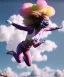 Placeholder: Ultra realistic clouds sky scene, wide angle, sweet childs falling down, inflatable color clothing, free jumping flying, many trinkets, monster hair, hair monster, many jelly beans, balls, smile, happy, circus style, extreme, wind, clouds sea, 20,000 feet altitude, stratosphere, soft color, highly detailed, unreal engine 5, ray tracing, RTX, lumen lighting, ultra detail, volumetric lighting, 3d, finely drawn, high definition, high resolution.