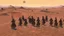 Placeholder: desert, highly detailed, comic style warriors from behind, far away city