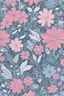 Placeholder: flowers and leaves in a field design pattern featuring pink, light blue and silver