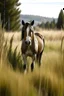 Placeholder: horse standing in tall grass in Montana.