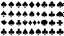 Placeholder: playing card symbols, 4 rows of symbols including diamond, spade, hearts and clubs, inky weathered and degraded looking vector style